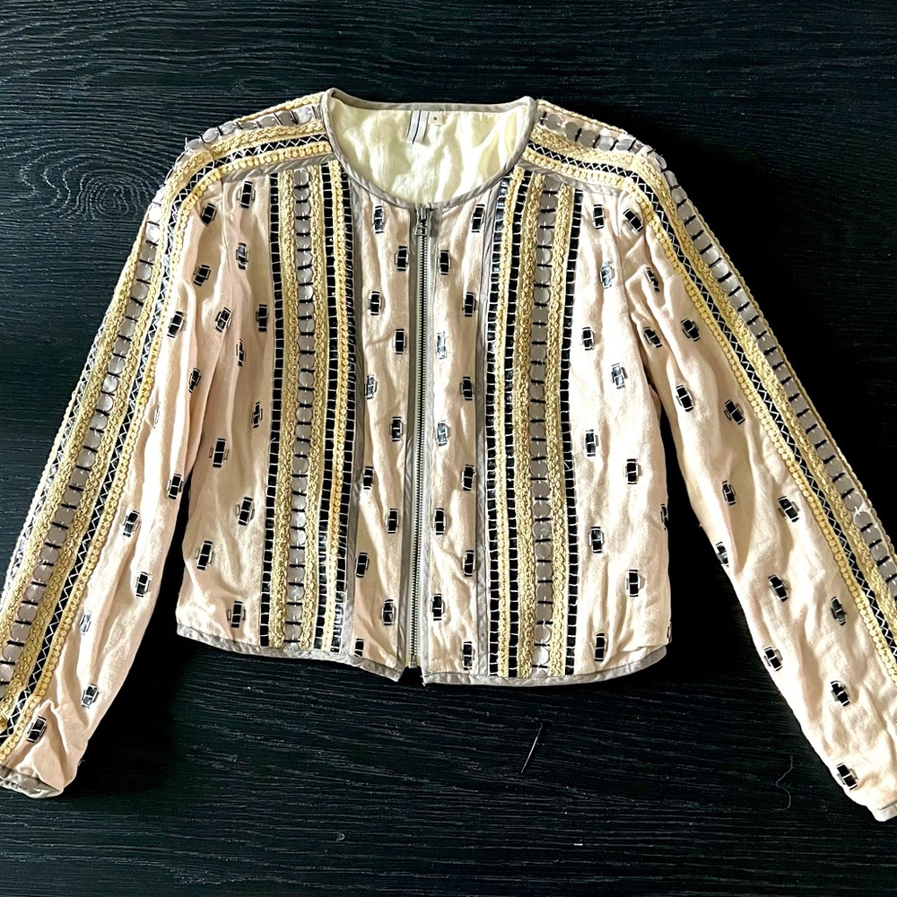 blank LONDON cotton jacket with leather details